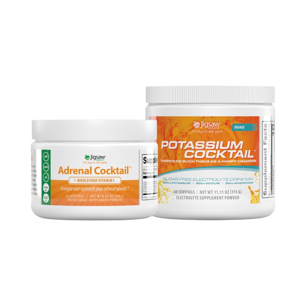 Jigsaw Health Bundle 124; Adrenal Cocktail, 60 Servings (Jar), dan Potasium Cocktail (Orange), 60 Servings (Jar)