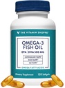 The Vitamin Shoppe Omega 3 Fish Oil 10000mg, EPA 300mg & DHA 200mg, Kemurnian Assure, Molecully Distiled to Dukung Cardiovascular, Gabungan dan Kesehatan Otak (120 Softgels)