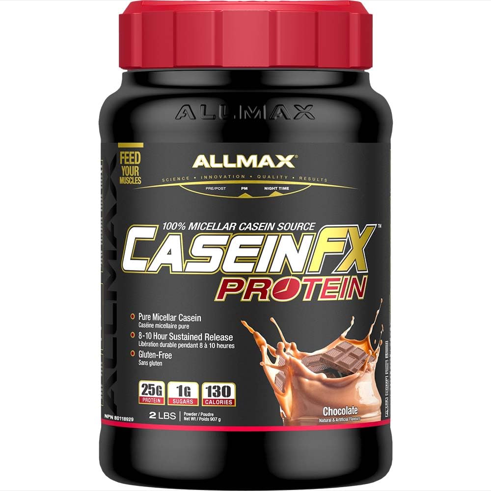 ALLMAX Casein - FX Protein, Chocolate - 2 lb - 25 Grams of Slow- Free Protein Per Scoop - Low Carb & Zero Added Sugar - Diterima. 27 Servis