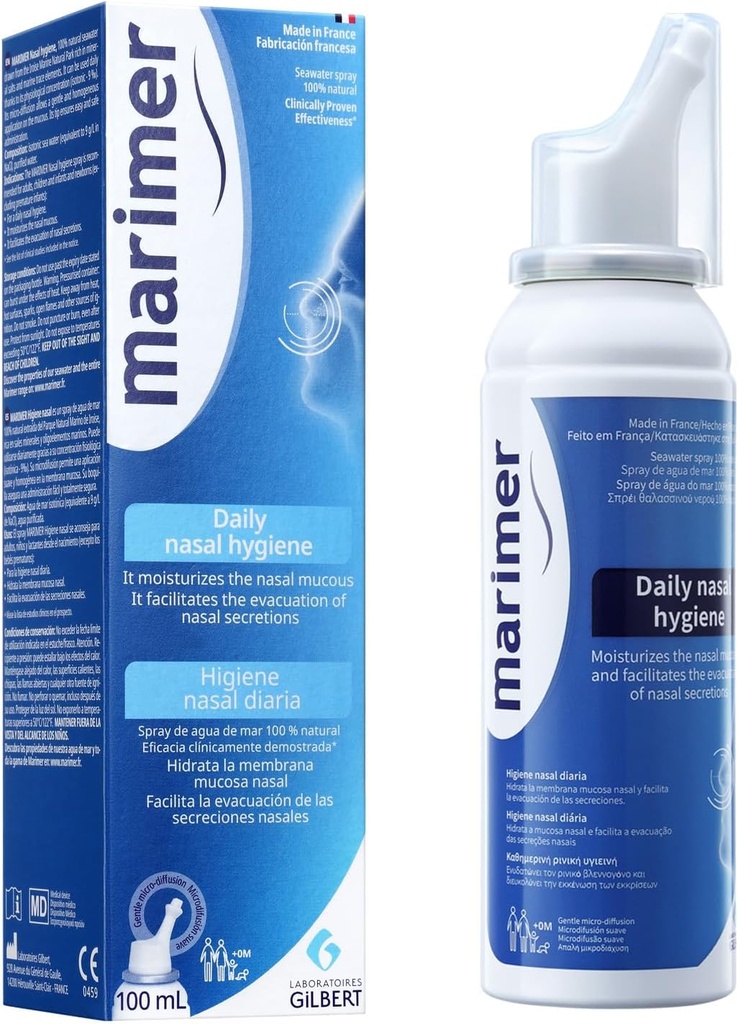 Daily Saline All Natural Seawater Nasal Spray, Sinus Rinse & Sinus Allergy Symptom Reliever 3.38 FL OZ (100 mL)