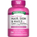 Rambut Kebenaran Alam, Skin & Nails Vitamin 124; 5000mcg 124; 250 Softgels 124; termasuk Collagen, Biotin dan Coconut Oil 124; Non-GMO & Gluten Free Supplemen untuk Perempuan dan Pria