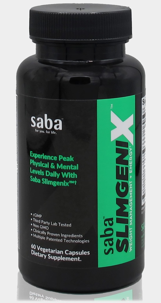 Saba SlimGenix - Energy, Weight Management, Appetite Control, Focus, Fat Burner with Branded, Patented & Clinical Proven Ingredients-60 Capsules