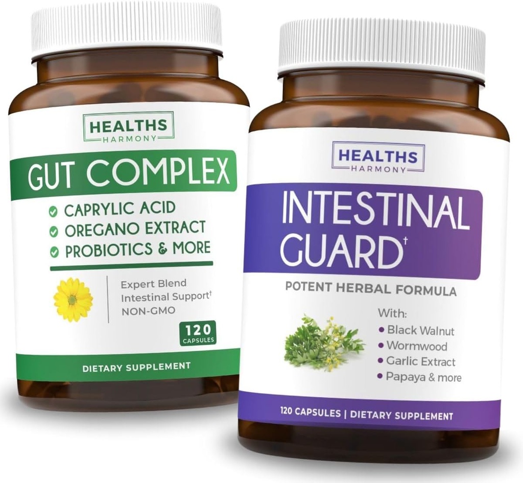 Penjaga Intestinal & Kompleks Gut (2- Month Suply) Gut Guard Combo - Intestinal Guard (120 Capsules) Proolity Formula & Gut Complex (120 Capsules) Natural Candida Dukungan - All-in-one Dukungan