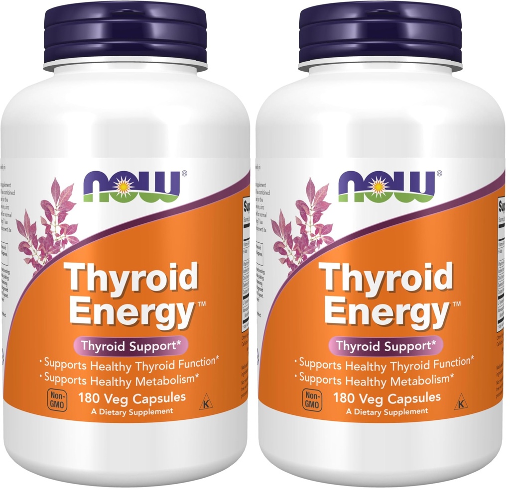 Sekarang Makanan Suplemen, Thyroid Energi ™, Iodin dan Tyrosine Plus Selenium, Zinc dan Copper, 180 Veg Capsules (Paket 2)
