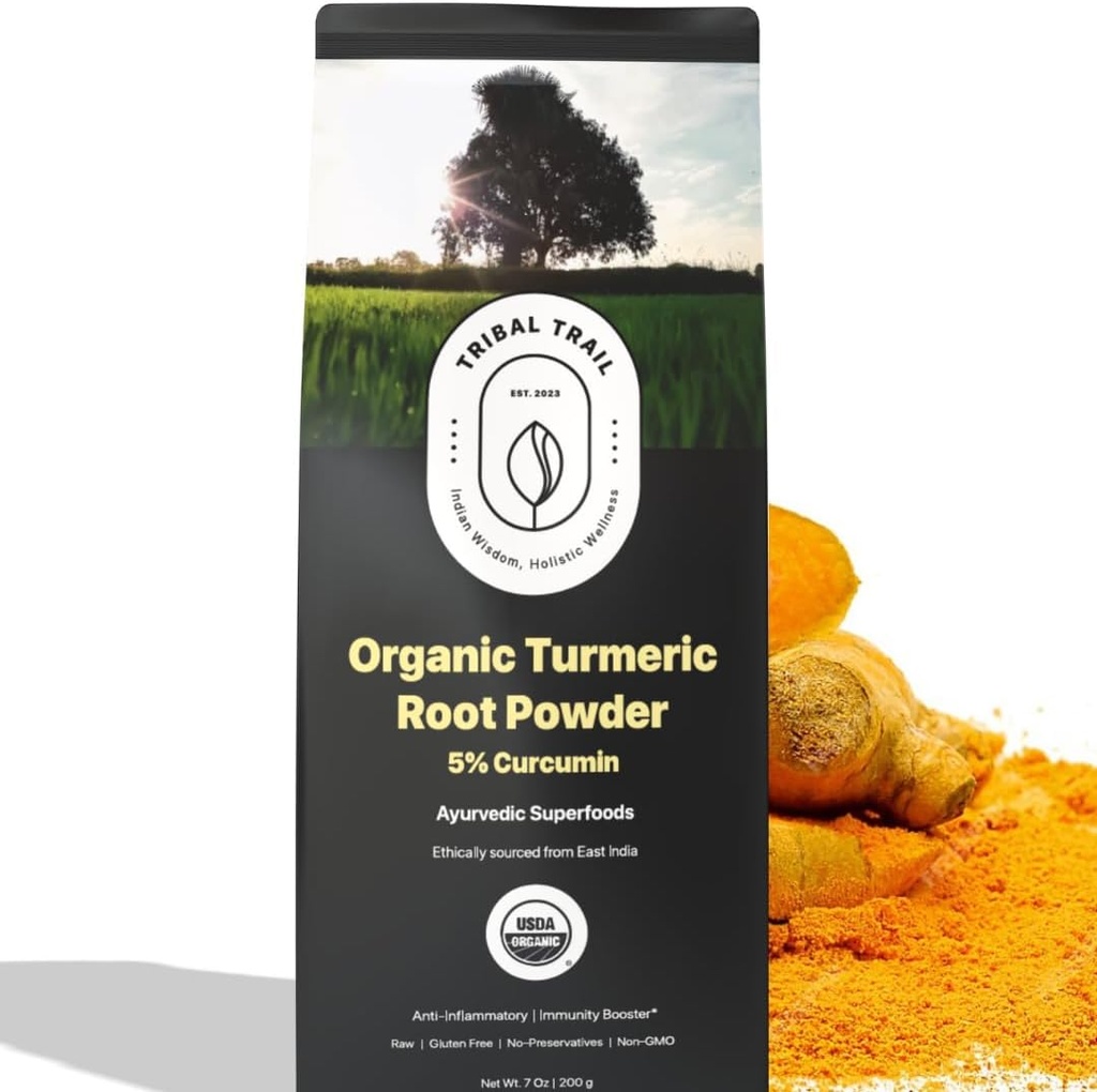 Bubuk Turmeric Organik 124; 7.05 oz 124; USDA Organik & Non-GMO 124; Suplemen Curcumin Turmeric dari India; Lab Teruji untuk kemurnian 124; Kaya dalam Antioksidan