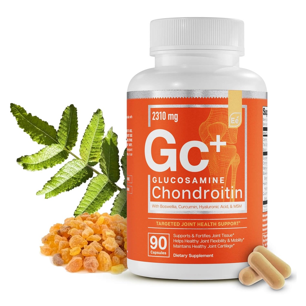 Elemen Terdekat Glucosamin Chondroitin MSM Boswellia Serrata Hiluronic Aclement Bersama-sama Mendukung Tambahan Antioksidant - 90 Kapsul