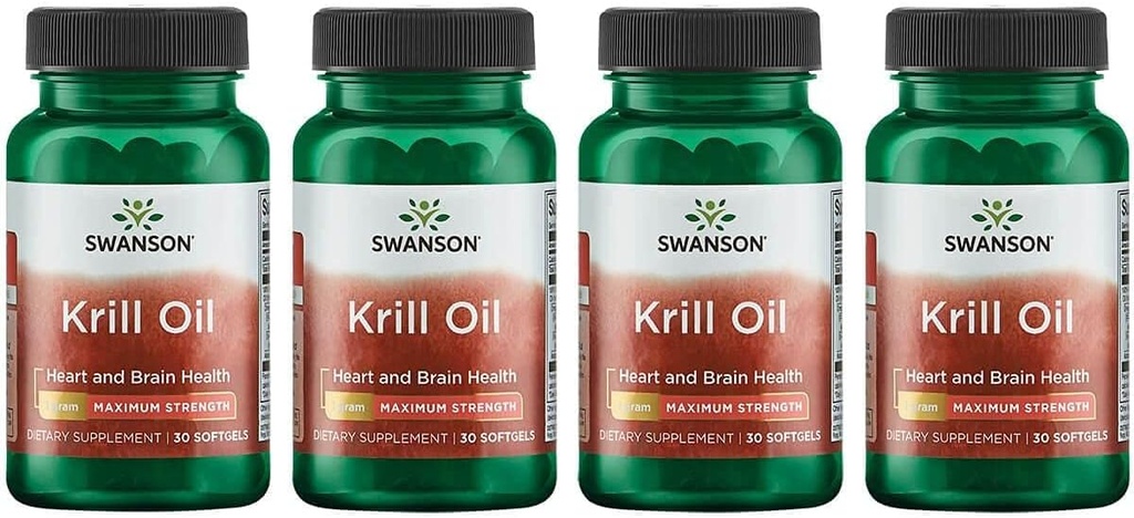 Swanson EFAS-Krill Oil - Maksimum Kekuatan 1 g, 30 Softgels (4 Pack)