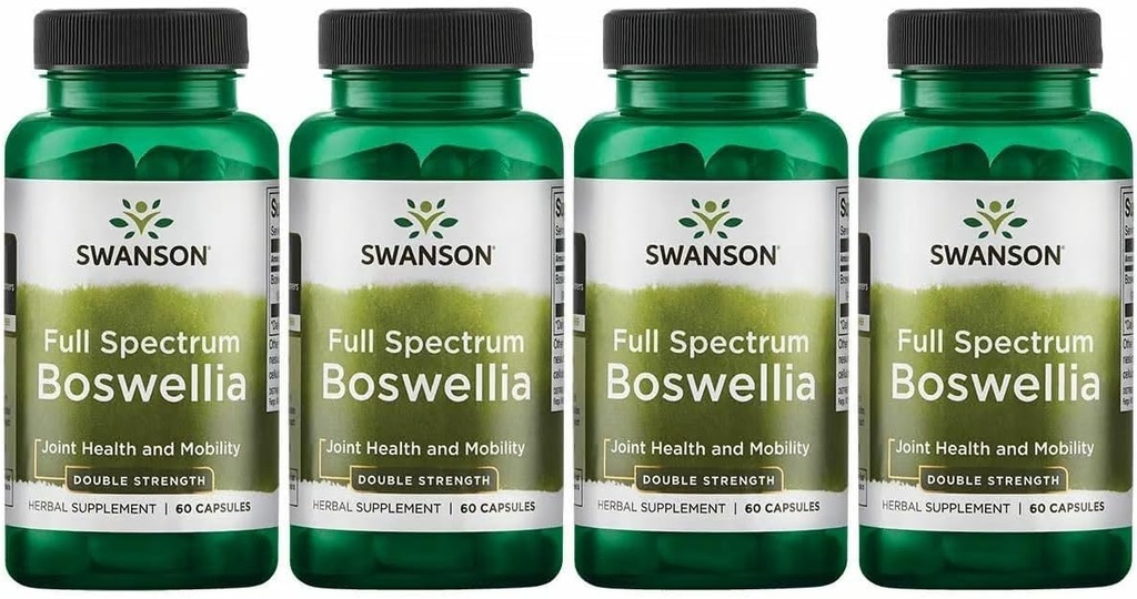Swanson Kekuatan Ganda Boswellia - Herbal Promoting Joint Support - Ayurvedic Herb untuk Joint Flexibility & Mobility Supports - Made w / Boswellia Serrata Resin - (60 Capsules, 800mg Masing-masing) 4 Pack