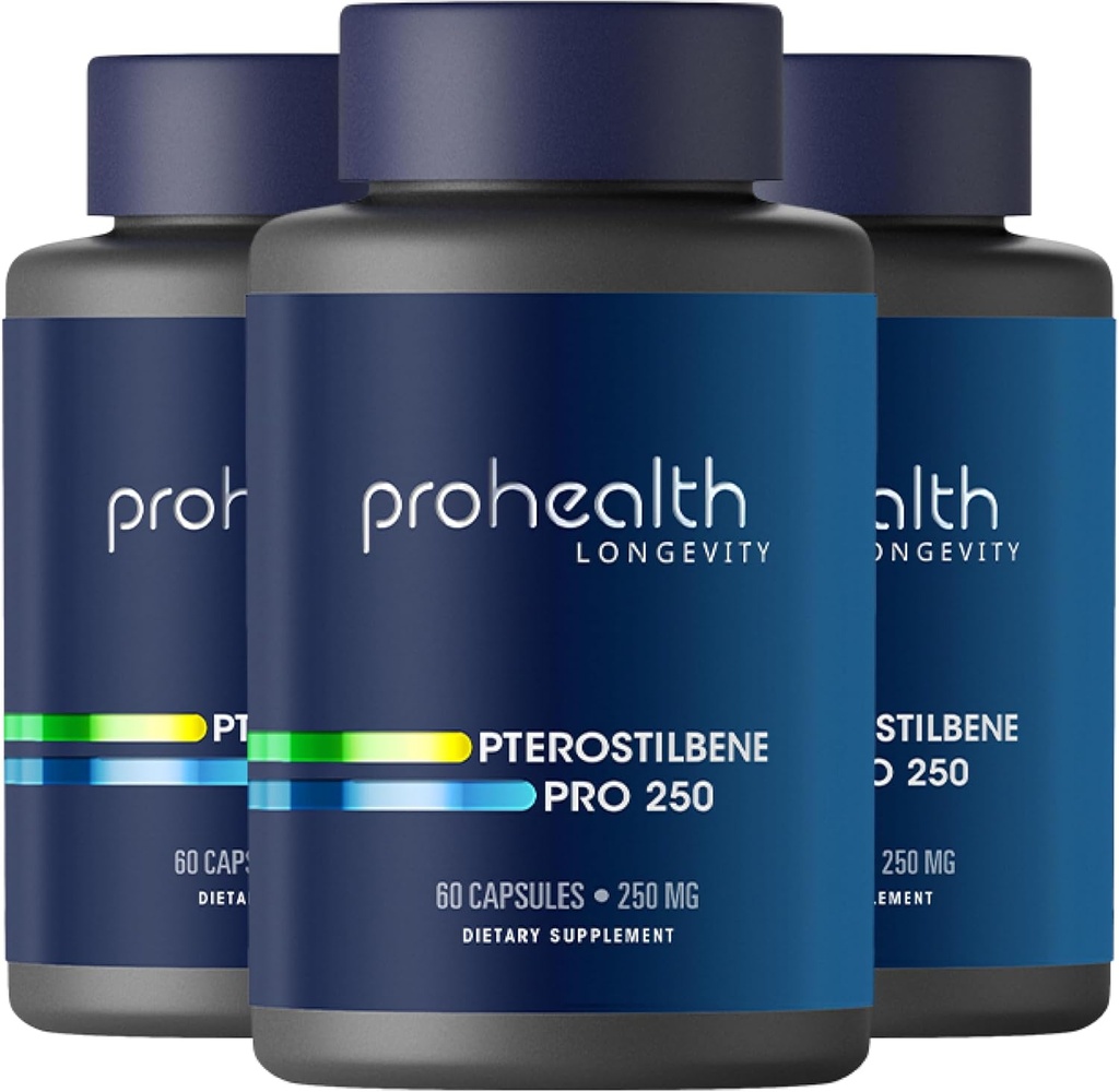 Pterotilbene Suplement (250mg, 60 Capsules) Arun 124; Clinically Proven, Third Party Test Antioksidant for Heart & Brain Health 124; Activates Longevity Genes (3 Pack)