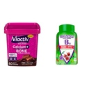 Viactiv Calcium + Vitamin D3 Suplement Soft Chews, Milk Chocolate, 60 Chews & Vitafusion Ekstra Kekuatan Vitamin B12 Gummy Vitamin untuk Dukungan Metabolisme Energi