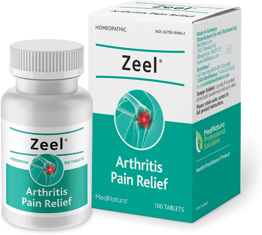 Dukungan Homeopathic Meditera Zeel Membantu Relieve Pain & Stiffness Around Joints - Arnica + 14 Aktive Natural Ingreations - 100 Tablet