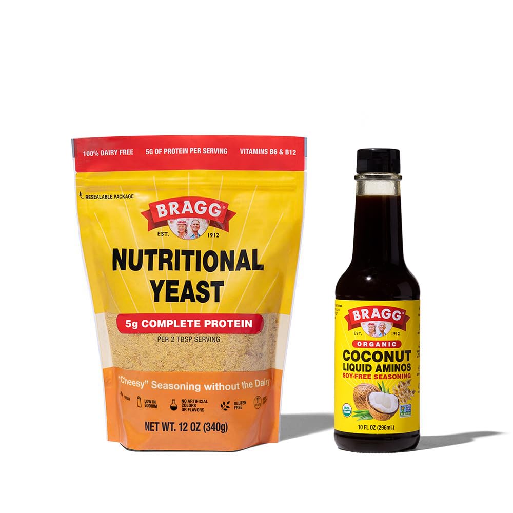 Bragg Premium 12 Ounce Nuttration Yeast Seasoning Pouch - Vegan, Gluten Free Cheese Flakes and Coconut Aminos, All Purpose Seasoning, 10 Oz, Single