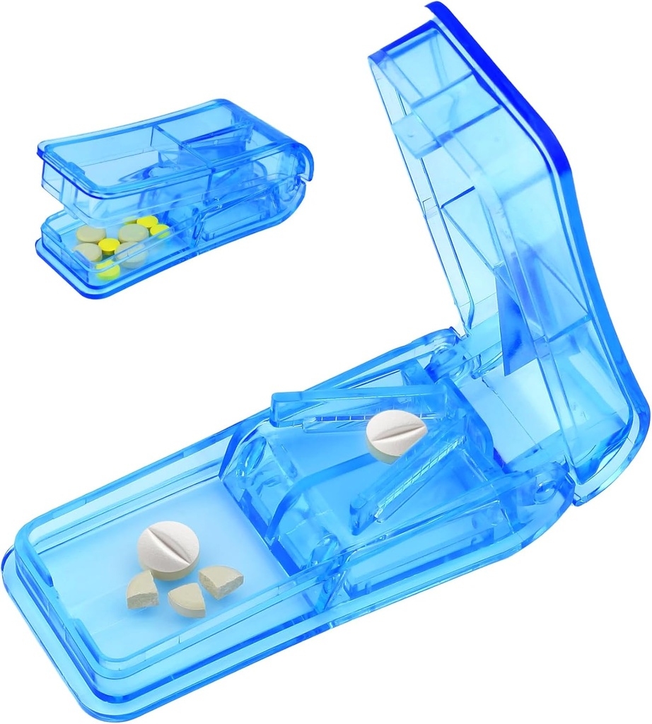 Pill Cutter Splitter for Small and Tiny Pills Best Pill Cutter Splitter 1 / 4 Vitamin Pill Cuts with Shield Medicine Tablet Cutter Doubles as a Pill Organizer