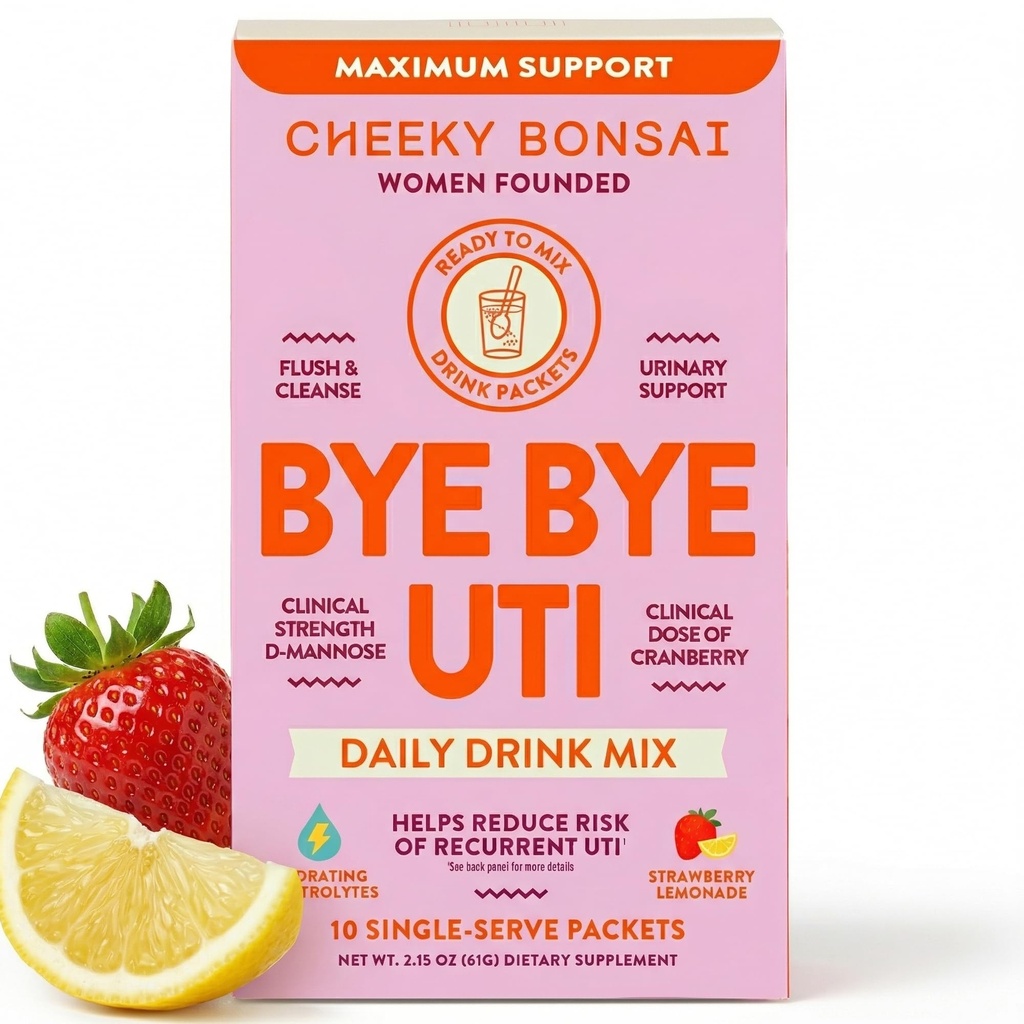 Cheeky Bonsai, Paket Hidration Kesehatan Urinary, Flush & Protect the Urinary Trakt dengan D-Mannose, Cranberry & Electrolite, Hibiscus Lemonade Flavor (10 Paket) No Ditambahkan Sugar, Vegan dan Gluten- Free