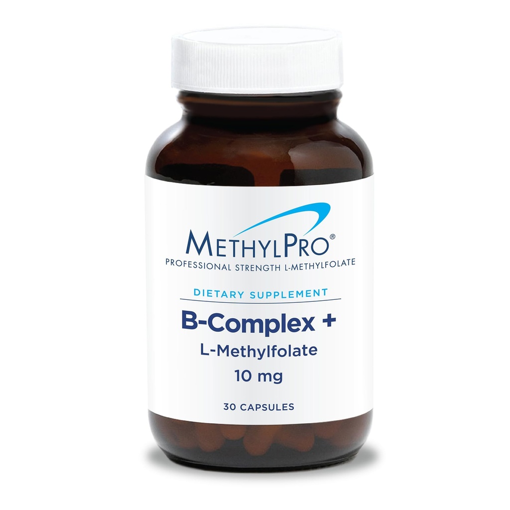 MethylPro B-Complex + L-Methylfolat 10 mg - Methylated Vitamin B Complex for Women and Men, Cellular Energy Support with Folate, Niacin and Biotin, VIT B Suplemen - 30 Vegan Capsules