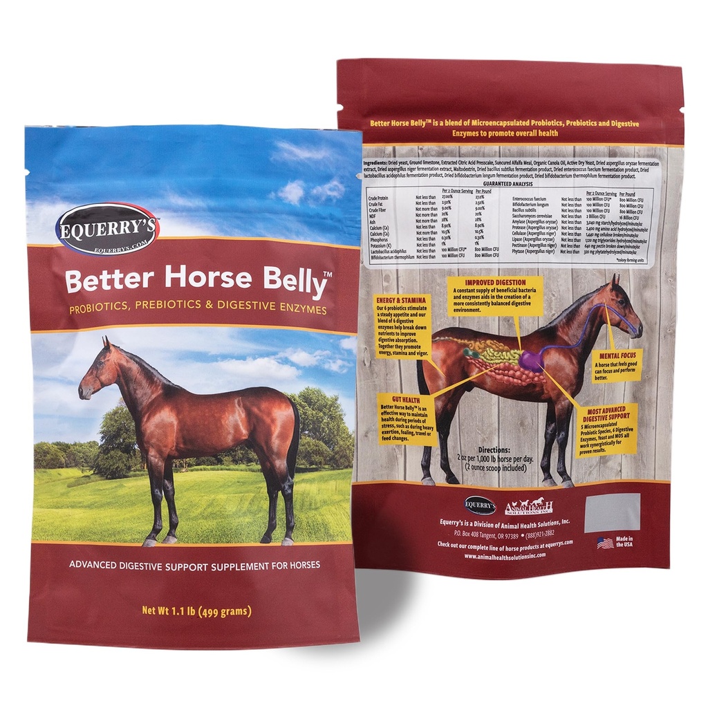 EQUERRY 'S Better Horse Belly - Suplemen Kuda dengan Gut Dukung Otoritas Kuda dengan Prestics dan Digetical Enzymes 124; untuk Kolik, Upset Digeptical, 1.1LB