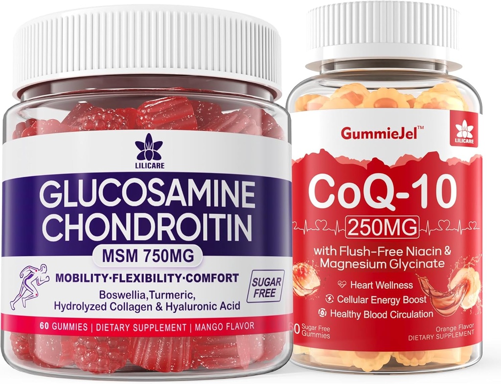 Sugar Free Glucosamine Chondroitin MS120 Counts + CoQ10 250mg Filled Gummies 60 Counts