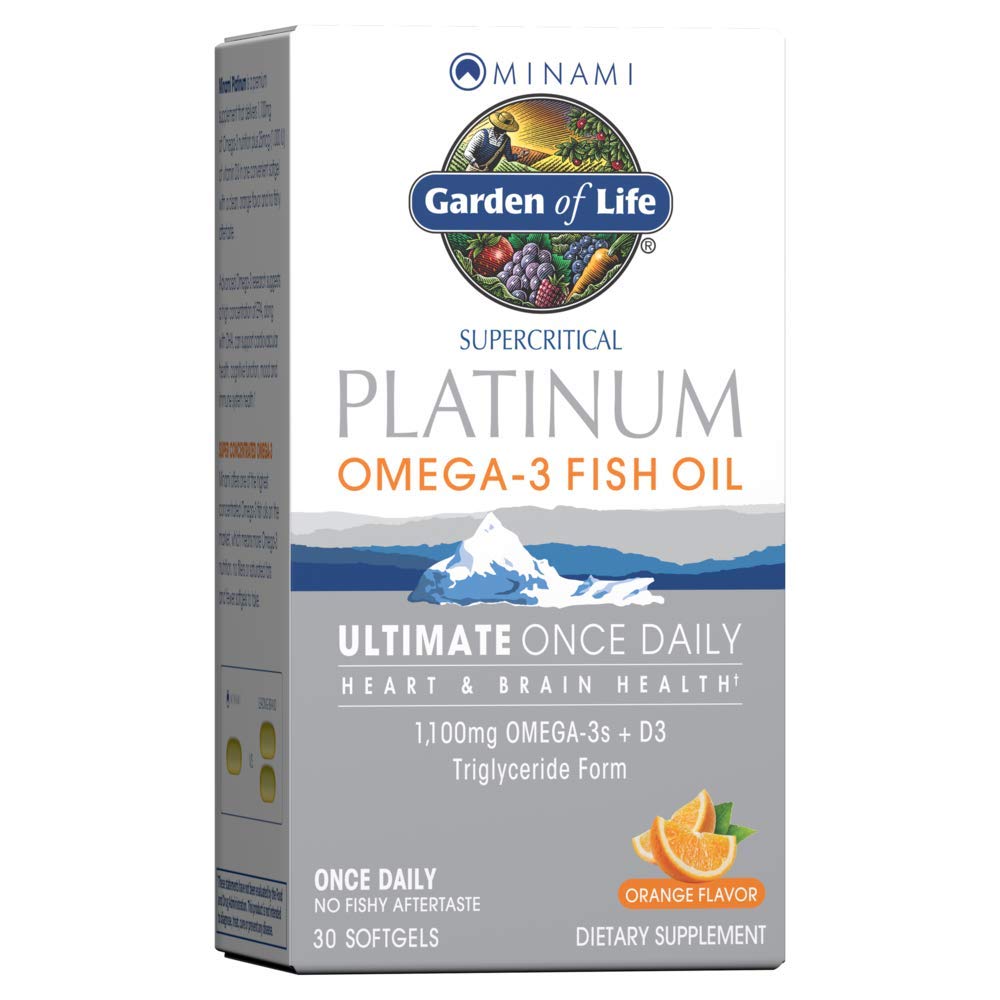 Taman Kehidupan Minami Superkritical Platinum Omega 3 Tambahan Minyak Ikan - Orange, 30 Softgels, Ultimate Sekali Minyak Ikan Omega 3 untuk Kesehatan Hati & Otak, 11100mg Omega- 3s + 1.000 Vitamin D3