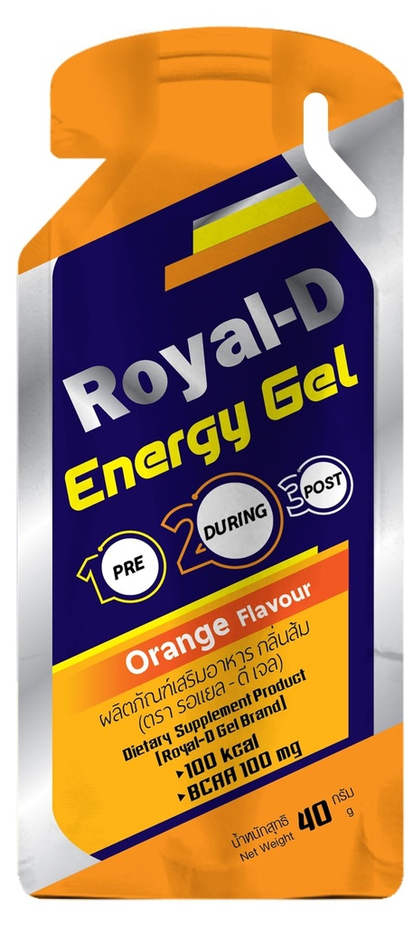 Royal- D Energi Gel dengan BCAAs - Orange Flavor 124; Endurance Fuel untuk Runners, Cycists, dan Fitness 124; Fast Energy, Mudah untuk Digest 124; 100 kcal, 1.4 Oz Packet, 20 Count