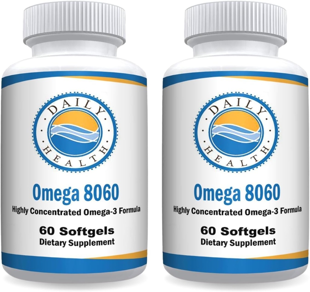 Omega 8060 2400mg Omega 3 Fish Oil Gabungan Suplemen Kesehatan 60 softgel - 2 Pasokan Bulan - 2pk