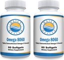 Omega 8060 2400mg Omega 3 Fish Oil Gabungan Suplemen Kesehatan 60 softgel - 2 Pasokan Bulan - 2pk