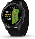 Garmin Approach ® S50, GPS Advanced Golf Smartwatch, AMOLED Tampilan, On- Course Features, Wrist-Based Heart Rate, Slate Aluminum Bezel dengan Black ComtoweFit Nylon Band