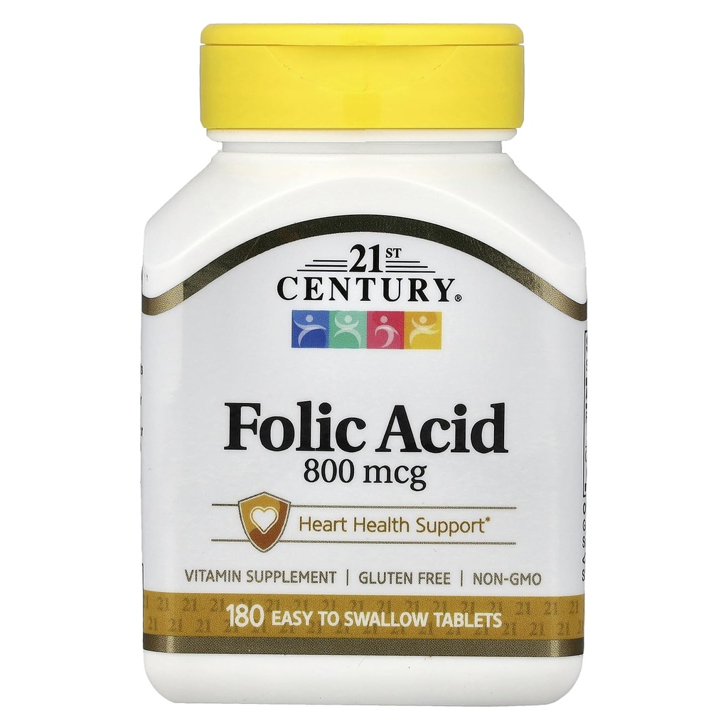 Abad ke-21 800 mcg Folic Acid Tablet, Diurutkan, 180 Cacah