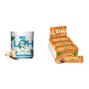 Pabrik Organik ALOHA Berdasarkan Powder Protein Vanilla 19.6oz, Protein Bars Peanut Butter Chocolate Chip 1.98oz Paket 12 Bundle