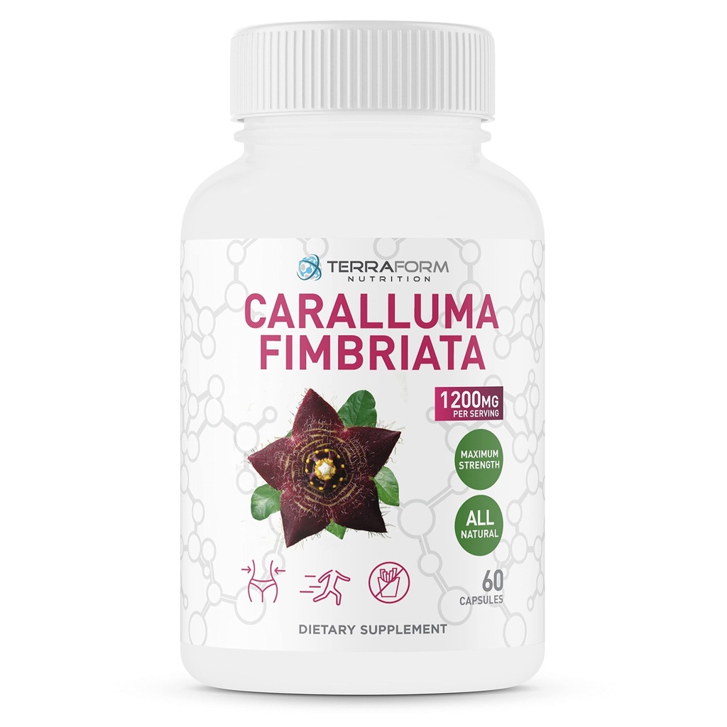 Caralluma Fimbriata - 100% Murni - Max Kekuatan W8e Los Suplement - 1200mg - Natural Appetite Suppresan untuk Women & Men - Metabolisme Booster - Dibuat di USA - 1 Bulan