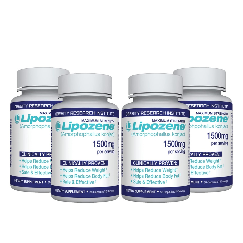 Lipozene Diet Pills - Weight Loss Suplement - 4 Botol 30 Kapsul Masing-masing, Total 120 Kapsul!