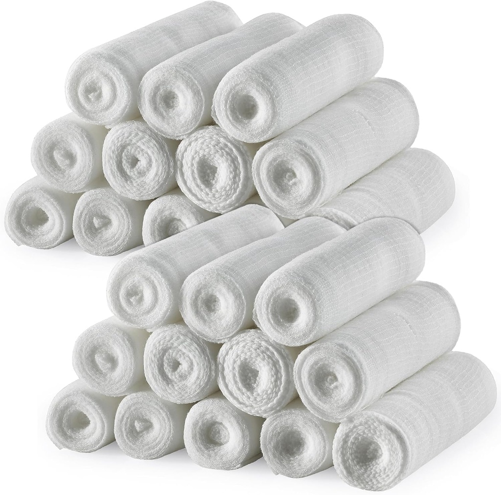 MeDca Gauze Bandage Rolls - (24 Pack) 4 dalam x 4.1 Yard Per Roll, Grade Stretch Wraping untuk Dressing Semua Tipes of Wounds and First Aid Kit (4- Inch, 24 Pcs)