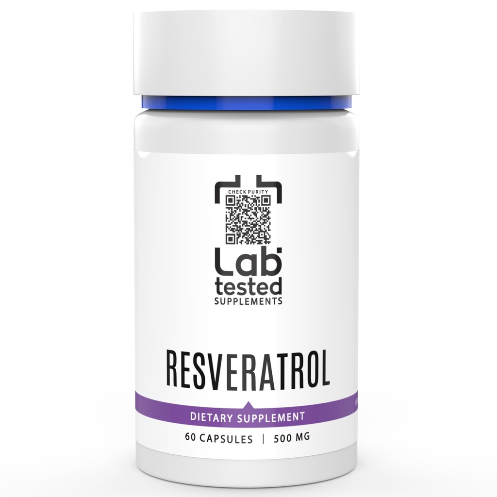Trans- Resveratrol - 60 500mg Capsules - Pihak 3 COA Menyediakan dengan Setiap Lot # - Murni Resveratrol