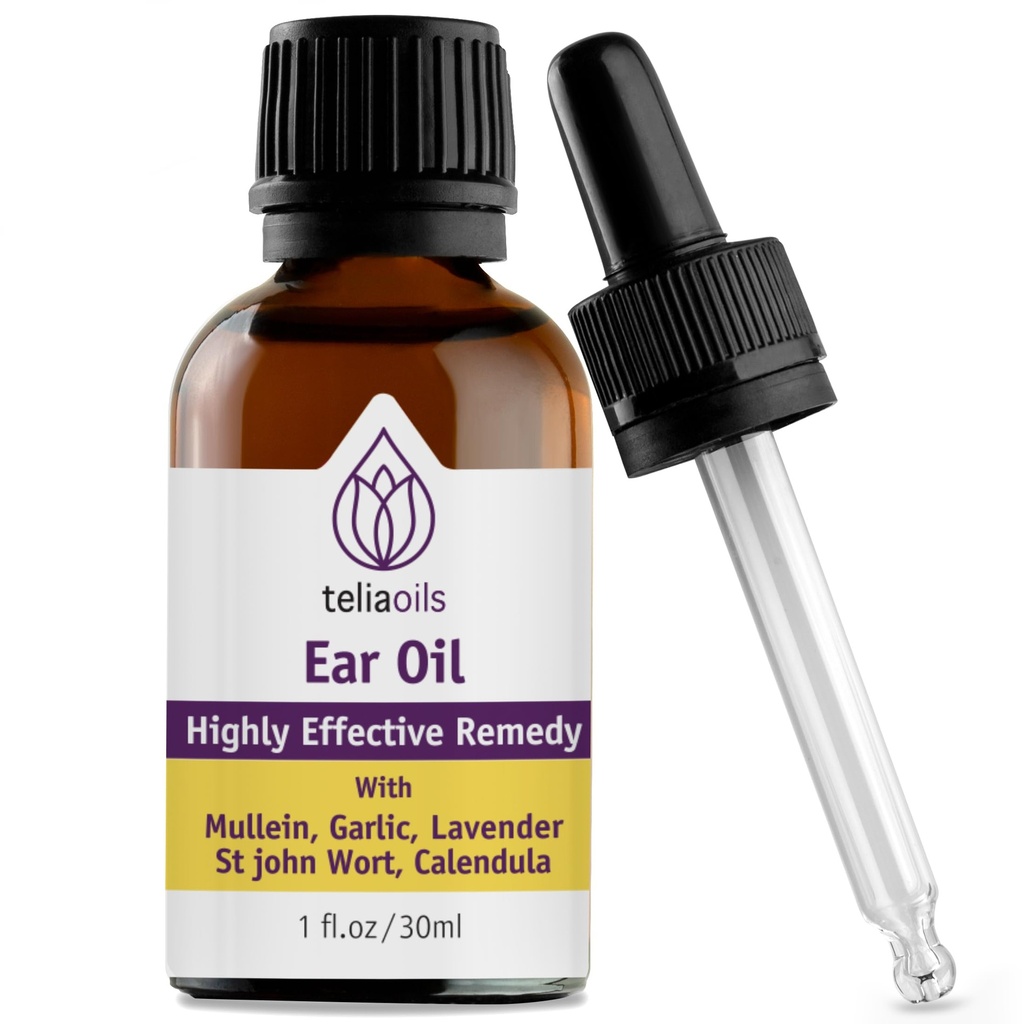 Telioils Natural Ear Drops Estivene Oil with Ballic and Mullein - Herbal Ear Oil Remedy for Easy Earwax Removal, Discomfort & Ringing Relief - Natural Soothing, Deep Cleansing Properties - 1 oz.