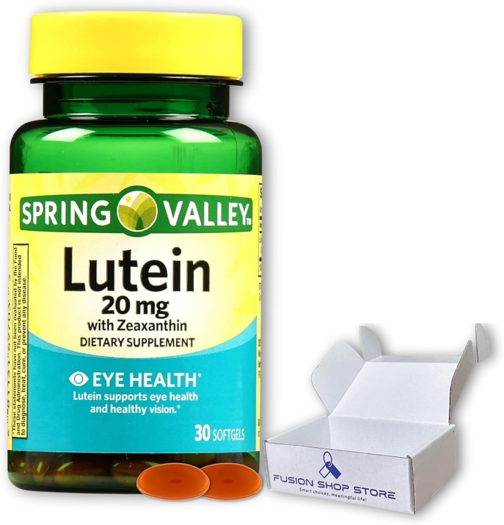 Spring Valley Lutein 20mg- dengan Ludxanthin 30 softgels (Paket 1), Dibungkus oleh Toko Fusion Shop