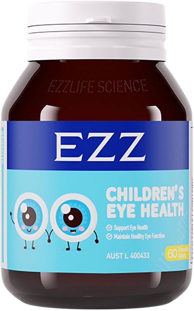 EZZ Children 's Eye Health, EscalyEye Vitamine Lutein and Affecxanthin, Relief of Visual Fatigue and Enhance Eyesight, Natural and Free of Addenitives, 60 Eaji-to-Chew