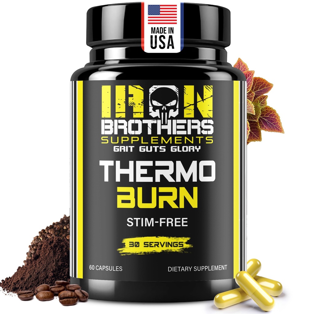 Suplemen Iron Brothers Stimulant Free Fat Burners untuk Perempuan dan Pria - Weight Los - Non Slam Thermogenic Fat Burner - Tambahan Dietary - Metabolisme Booster dengan Cayenne Pepper - 30 Hari Suppply