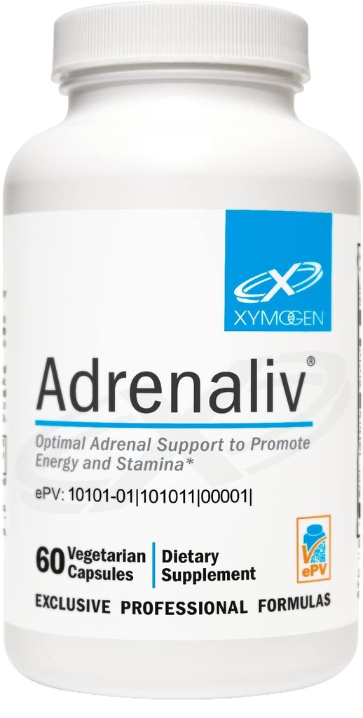XYMOGEN Adrenaliv - Autenal Suplemen Dukungan untuk Prolect The Body 's Response to Stress, Prompres Energy and Stamina - Rhodiola Rosea, Eleuthero, Adrenal Complex, Licorice, Vitamin B6 (60 Capsules)
