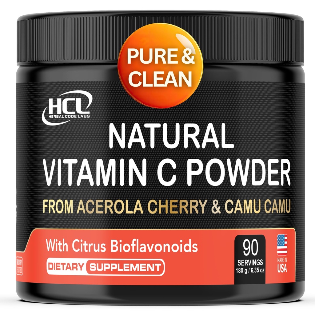 Vitamin C alami dari Acerola Cherry & Camu Camu Powder - Abusi Tinggi dengan Citrus Bioflavonoid - Imune System & Collagen Booster - Anti Aging Skin Vitamin dibuat di USA 90 porsi