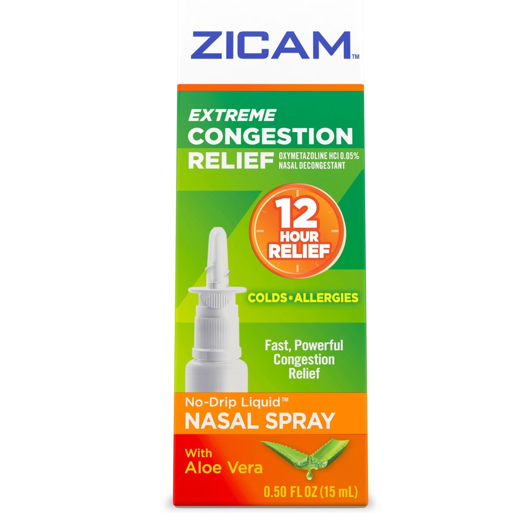 Zicam Extreme Contraffic Relief No- Drip Liquid Nasal Spray dengan Soothing Aloe Vera, 0.5 Ounce