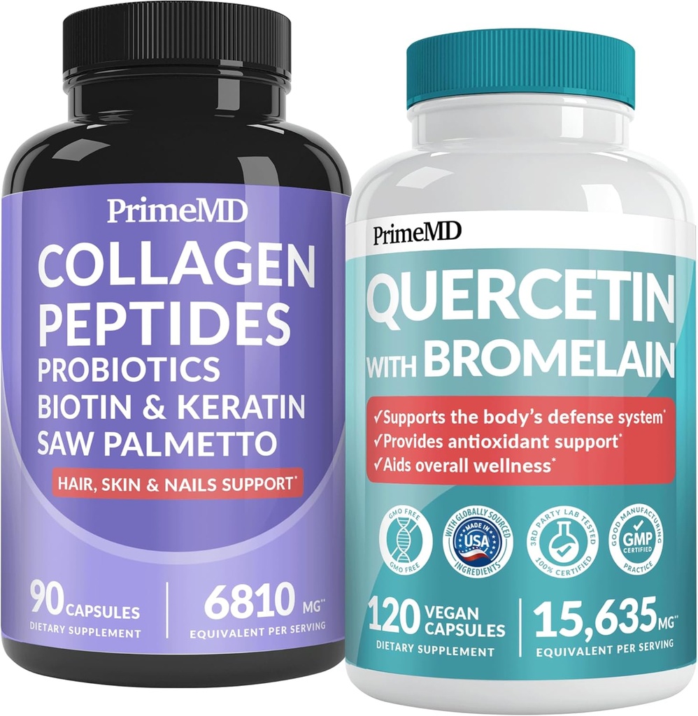 27-in 1 Rambut Skin dan Nails Vitamin (6810mg) w / Biotin dan Collagen Rambut Perkembangan dengan Progrens dan Saw Palmetto, 90 ct - 28- 1 Quercetin dengan Bromelain untuk Harian Immune Pertahanan (120ct)