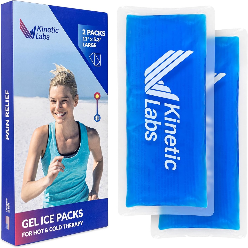 Bisa digunakan kembali Es Packs untuk Injuries oleh Kinetic Labs (2 Pack) - Hot Cold Packs untuk Injuries 11 "x 5.3" - Fleksible Ice Packs untuk Luck Back Head Shoulder Neck Ankle Elbow Bearches Operasi (Besar)