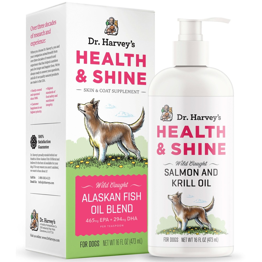 Dr. Harvey 's Health & Shine Alaska Oil Blend for Dogs - Supports Healthy Heart, Brain, and Eyes (16 flo oz)