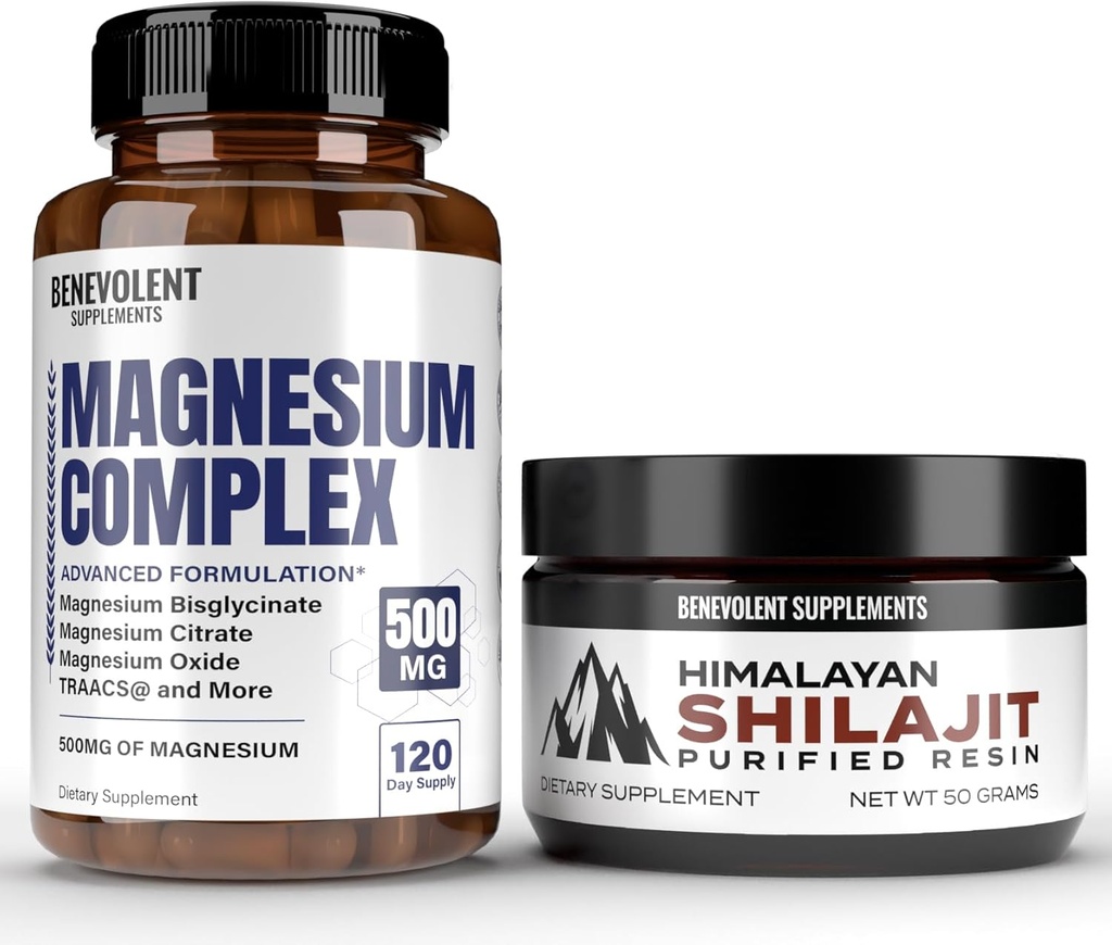 Kompleks Magnesium dengan 5 Forms Terbaik & Himalaya Shilajit Resin - 4 Bulan Supply dari 500mg Magnesium Glycinate, Oxide, Tadrate, Chelate, Magnesium Citrate - 85 + Telusuri Mineral untuk Energi