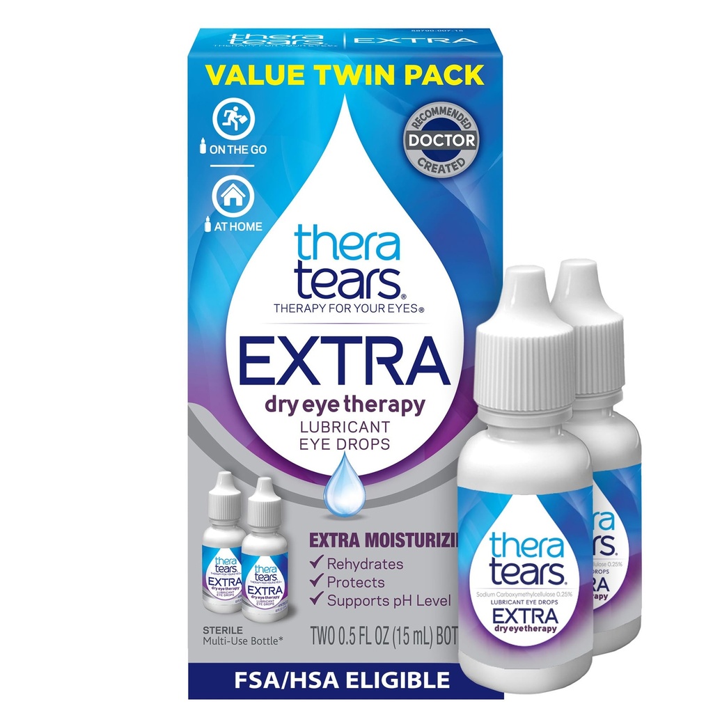 TheraTears Extra Dry Eye Drops, Twin Pack, 2 Bottles x 0.5 fl oz (Paket 1)