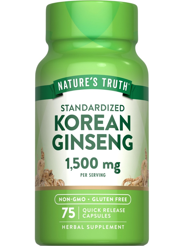 Nature 's Truth Korea Ginseng Capsules 124; 75 Count 124; Standardisasi Ekstraksi 126; Non-GMO & Gluten Free Suplemen