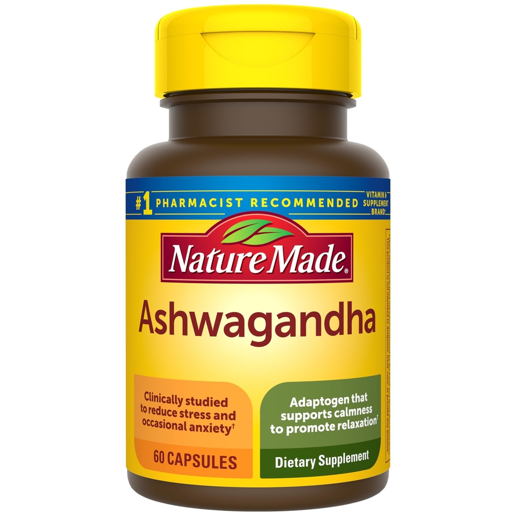 Nature Made Ashwagandha Capsules 125mg for Stress Dupport, 60 Capsules, 60 Day Supply