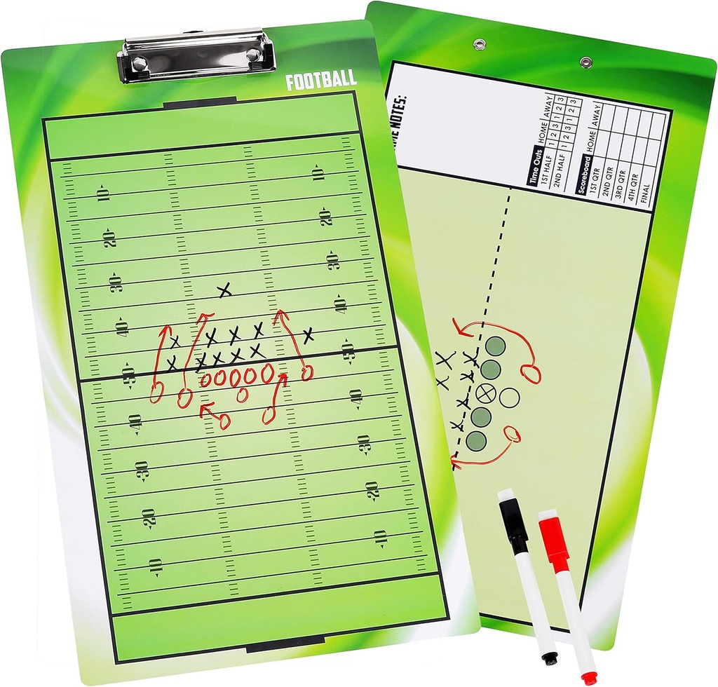 BETTERLINE Football Coaching Board Double- Sided Dry- Erase Clipboard untuk Pes Football Amerika-Datang dengan 2 Erable Pens
