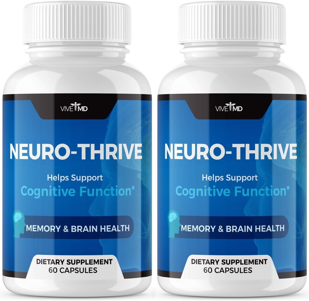 Persediaan Otak FiVE MD Neuro Thrive - Formula Resmi - Neuro Thrive PQQ, Neuro Thrive untuk Kekuatan Ekstra dengan Ekstra Ginkgo Biloba Ekstrak, Ginseng Siberia (2 Pack)