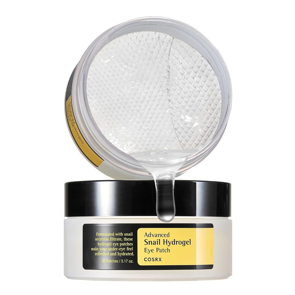 COSRX Advanced Snail Hydrogel Eye Patch (60pc), Gel Serum Mask, Puffy Undereye Treatment, Fine Lines, Refresh, Hydrate 126; Paraben gratis, Korea Skin Care