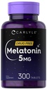 Carlyle Melonatin 5mg 124; 300 Tablets 126; Drug Free Supplement 12.4; Vegetarian, Non- GMO, Gluten Free